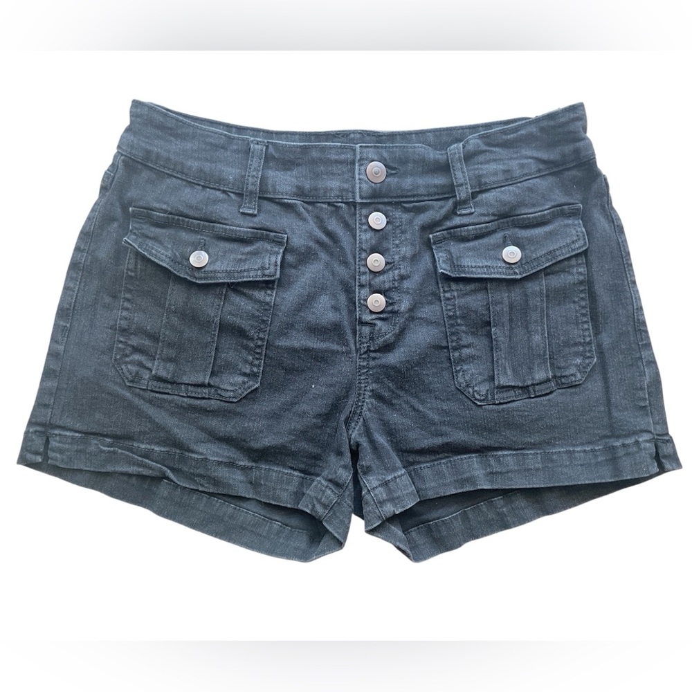 No Boundaries Women’s Denim Shorts Size 9 Mid Rise Dark Wash Stretch